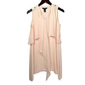 WHBM Sleeveless Button Tunic Small Pale Pink Drop Front White House Black Market